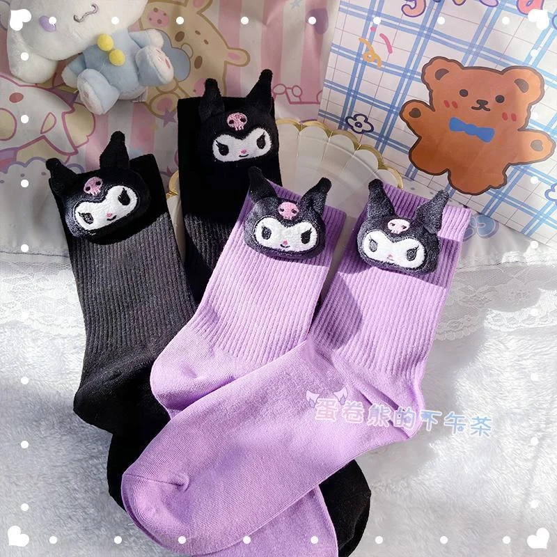 Sanrio Women Socks Cartoon Anime Kawaii Three-dimensional Doll Kuromi Cute Fashion Lolita Casual Cosplay Couple Stockings Gifts