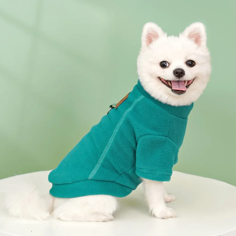 Pet High Neck Solid Color Base Shirt Autumn and Winter Velvet Base Shirt Home Clothes Pajamas Teddy Bear Puppy Clothes