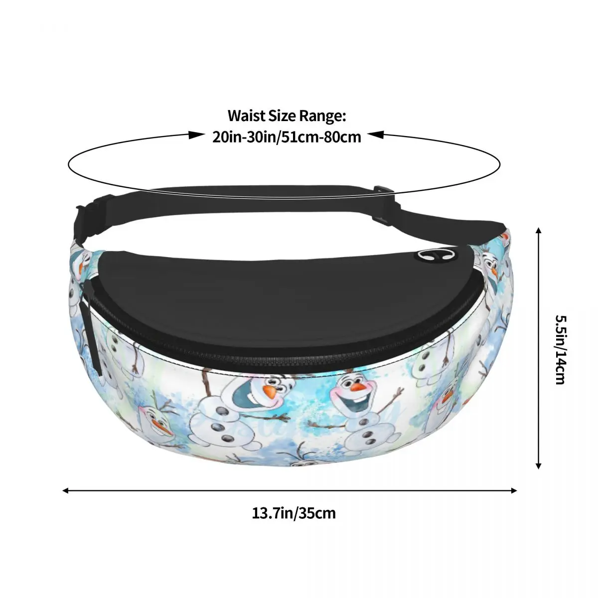 Custom Olaf Fanny Pack Women Men Casual Frozen Cartoon Crossbody Waist Bag for Travel Cycling Phone Money Pouch