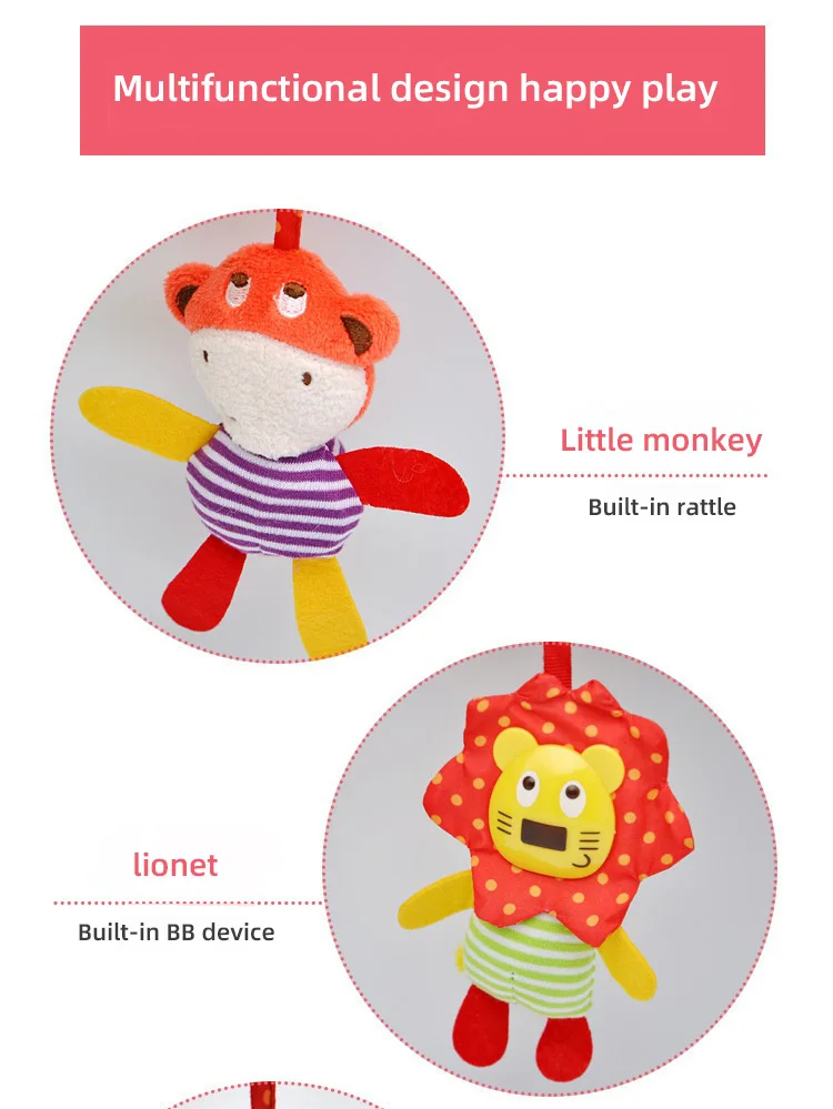 ทารกแขวน Rattle รถเข็นเด็ก Arch Crib คลิปจี้ตุ๊กตา Bell ตุ๊กตา Sensory Early การศึกษาของเล่นเด็กแรกเกิดคริสต์มาสของขวัญ