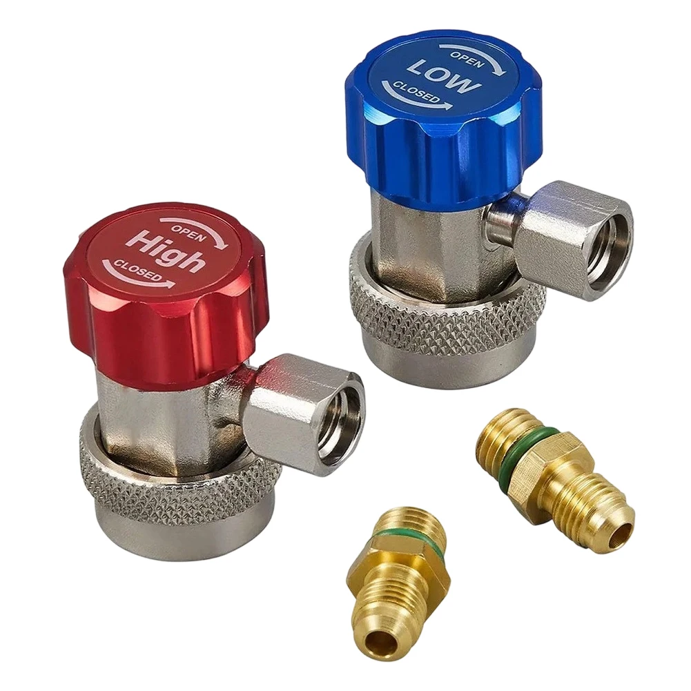 1/4 Inch Brass AC Quick Connector Set High Low Pressure Coupling For Car Air Conditioning Refrigerant Charging Tool
