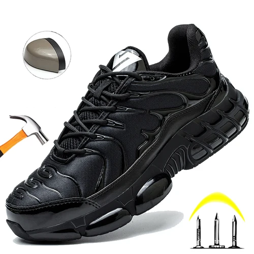 남녀공용 안전 부츠, 작업 스니커즈, 통기성 강철 발가락 신발, 펑크 방지, 파괴할 수 없는 안전 부츠 