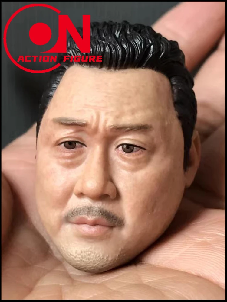 In Stock 1/6 Scale Korea Uncle Ma Tong Seok Head Sculpt PVC Male Soldier Head Carving Model Fit 12'' Fat Action Figure Body Doll