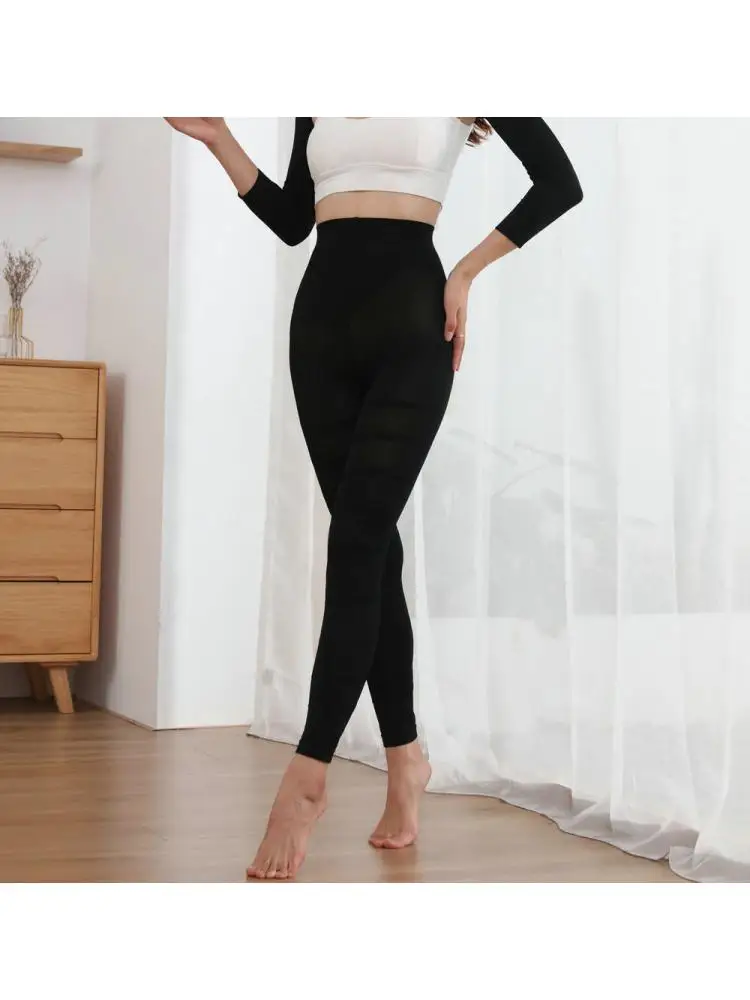 S M L XL 3XL Large Size High Waist Slimming Leggings Pants Women Seamless Cropped Elastic Thin Leg Tight Abdominal Compression