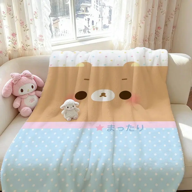 Cute Rilakkuma Thin Throw Blanket, Summer Air Conditioning Quilt, Soft Nap Cover for Office Dorm Sofa, Leg Blanket Perfect Gift