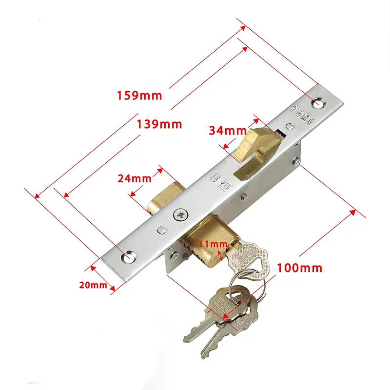 Iron gate Sliding door hook lock Copper hook for Plastic steel door Copper lock cylinder More strong