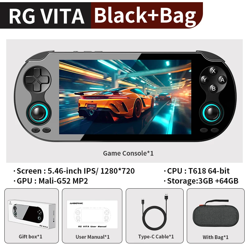 ANBERNIC RG VITA / RG VITA Pro Handheld Game Console 5000mAh Android Videogame-speler Ondersteunt Bluetooth AI Streaming RixelHK