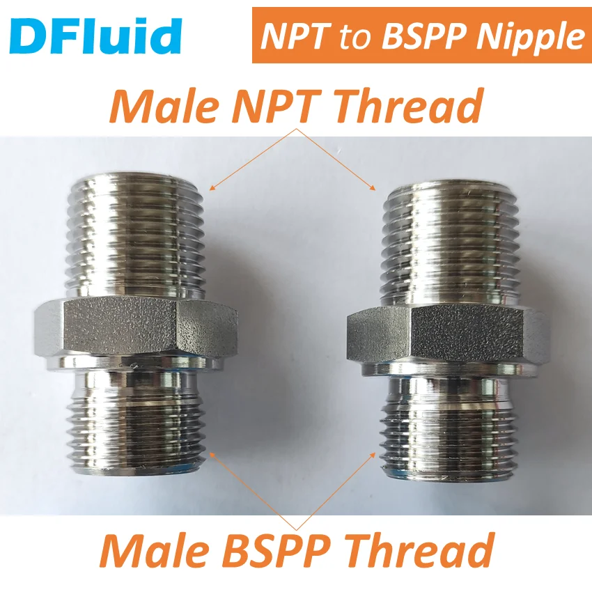 1pc SS316 Male NPT to Male BSPP ISO228/1 G Thread 1/8