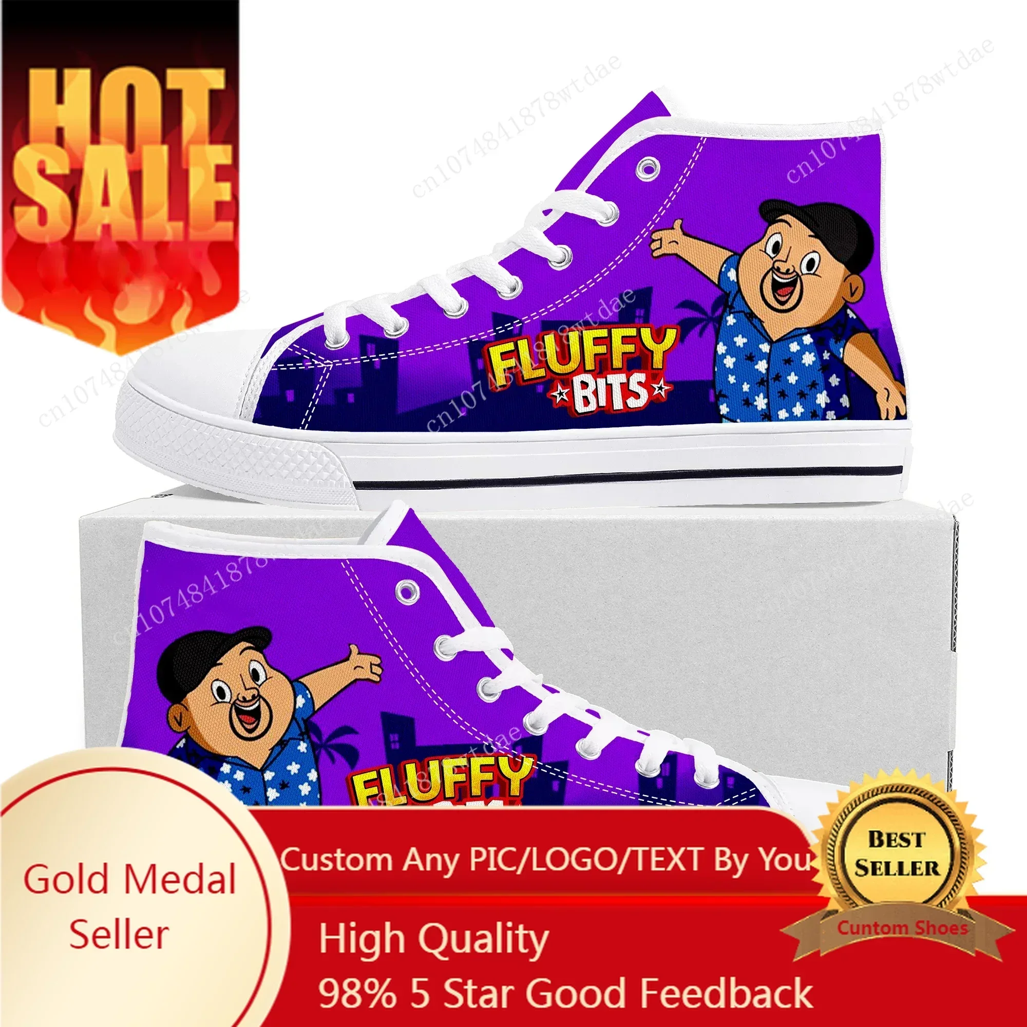 

Fluffy Bits High Top Sneakers Mens Women Teenager High Quality Canvas Sneaker Anime Cartoon Comics Manga Couple Customized Shoes