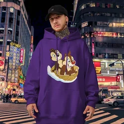 Cartoon Men Hoodies Disney Chip and Dale Creative Fashion Graphics Comfortable Trendy Hip Hop Autumn Winter Male Sweatshirts