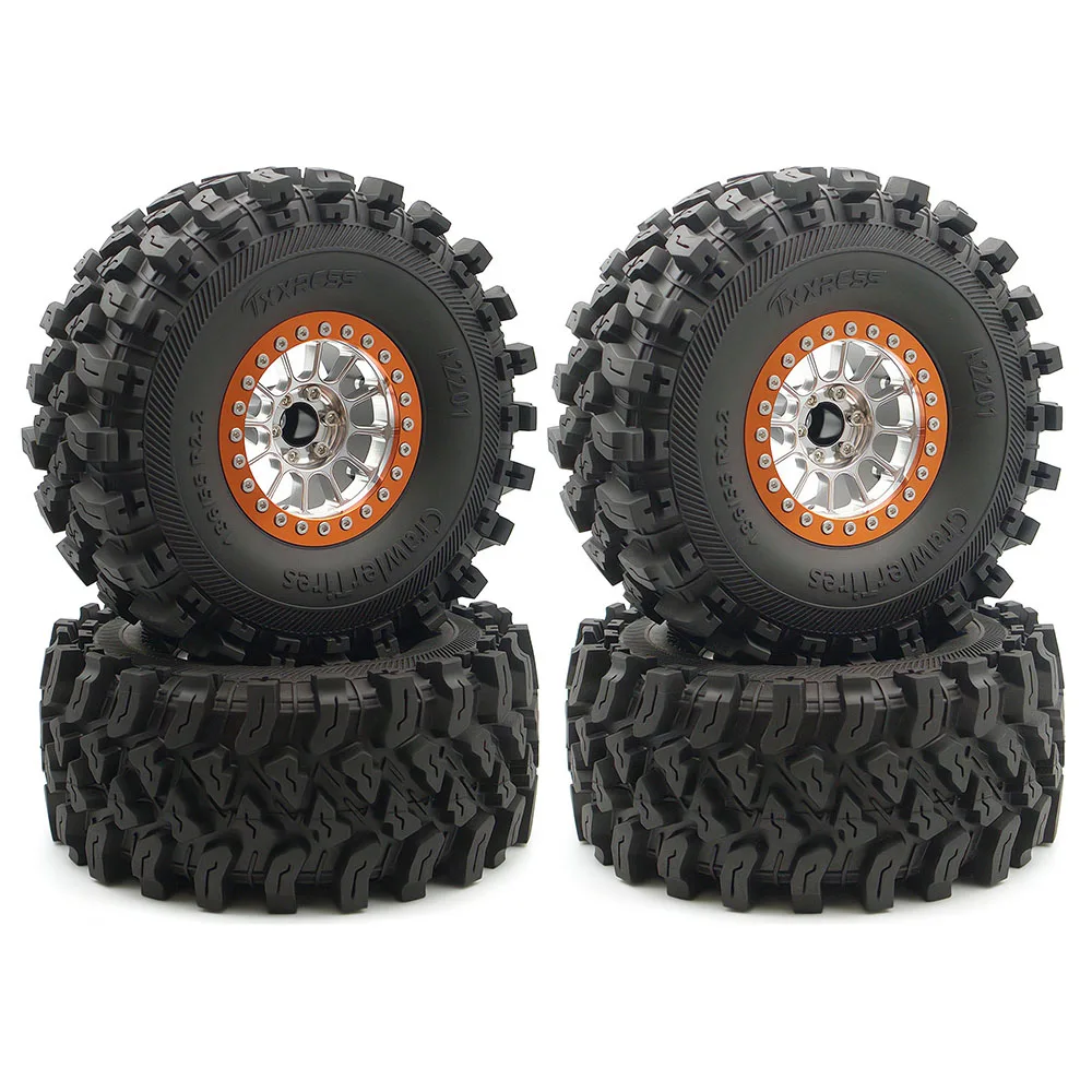 TxxRcss 348g Weighted RC 2.2 Beadlock Wheels & Tire Set (4-Piece) Upgrades Accessories Rims for 1/10 SCX10 Wheels TRX4RC4WD and