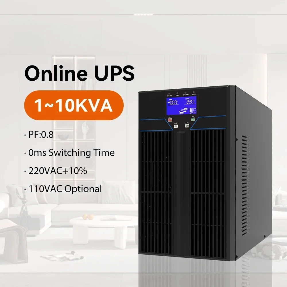UPS en línea monofásico 2kva 2000va 2000w 2kw onda sinusoidal pura 220v Ups fuente de alimentación ininterrumpida para computadora con pantalla Lcd