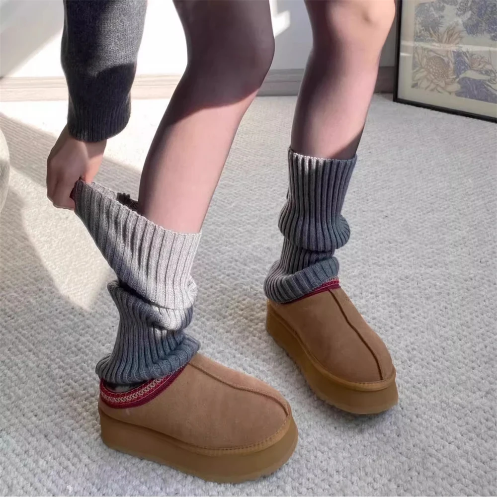 Knitted Pile Calf Socks Women Autumn Winter warm Boot Cover Solid Color Slimming All-match JK Leggings Korean Lolita Leg Warmers