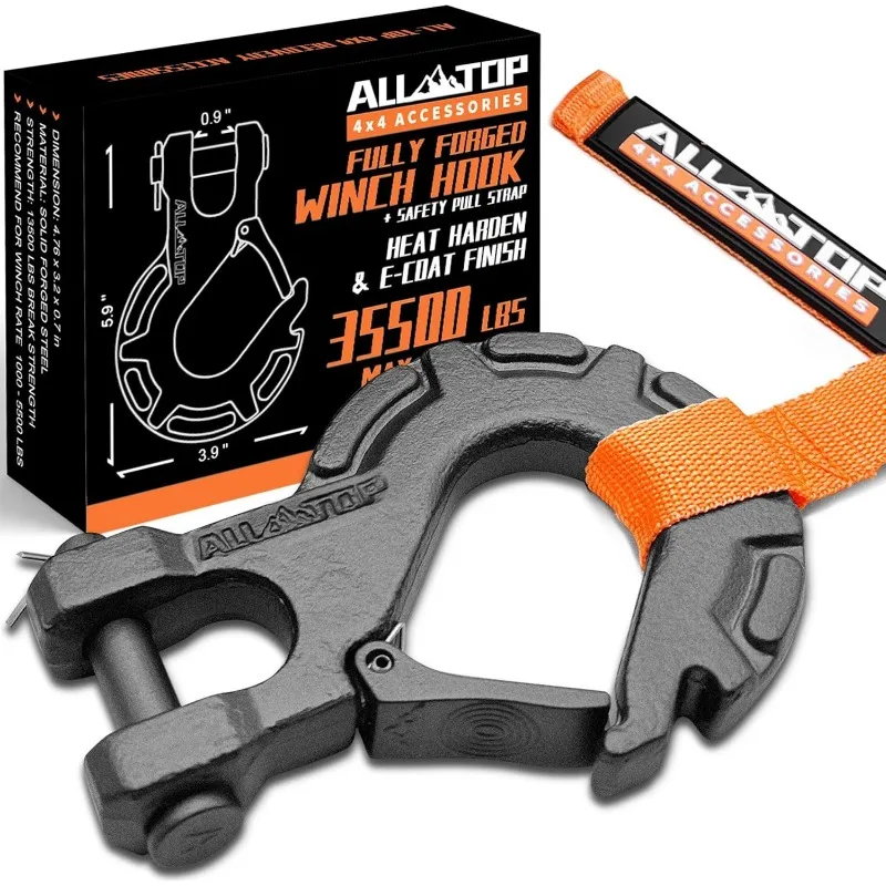Trailer Hook, Electric Winch, Detachable Manganese Steel Sheep Horn Hook, Off-road Self Rescue Tool