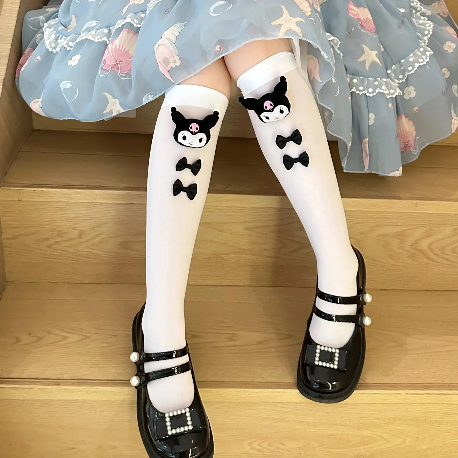 

Cute Sanrio Kuromi Socks Kawaii Children's Calf Socks Sweet Cute Anime Doll Bow Socks Lolita Gift for Kids Pantyhose Stocking