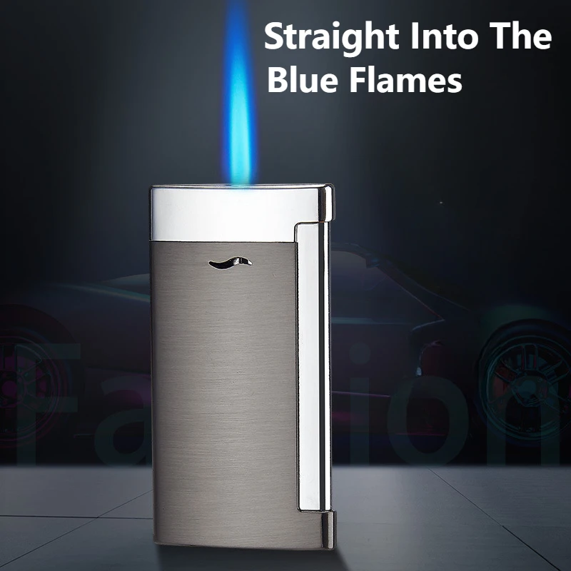 Metal Windproof Blue Flame Spray Gun Side Pressure Ignition Butane Gas Lighter Cigarette Accessories High-end Gifts for Men