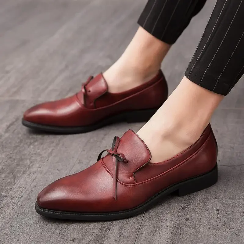 

Wedding Shoes Spring and Autumn Men's Flat Leather Derby Simple Business Casual British Style Men's