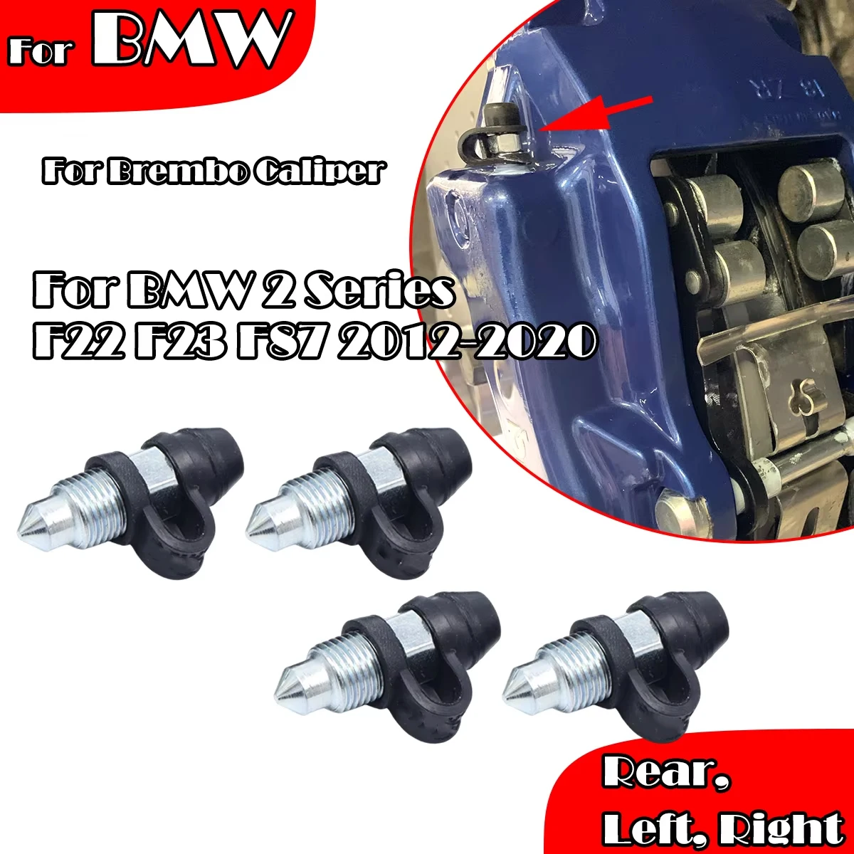 

For BMW 2 Series F22 F23 F87 Rear Left Right Brake Caliper Bleed Nipples Screws Repair Kit Bleeder Valves Dust Caps 2012-2020