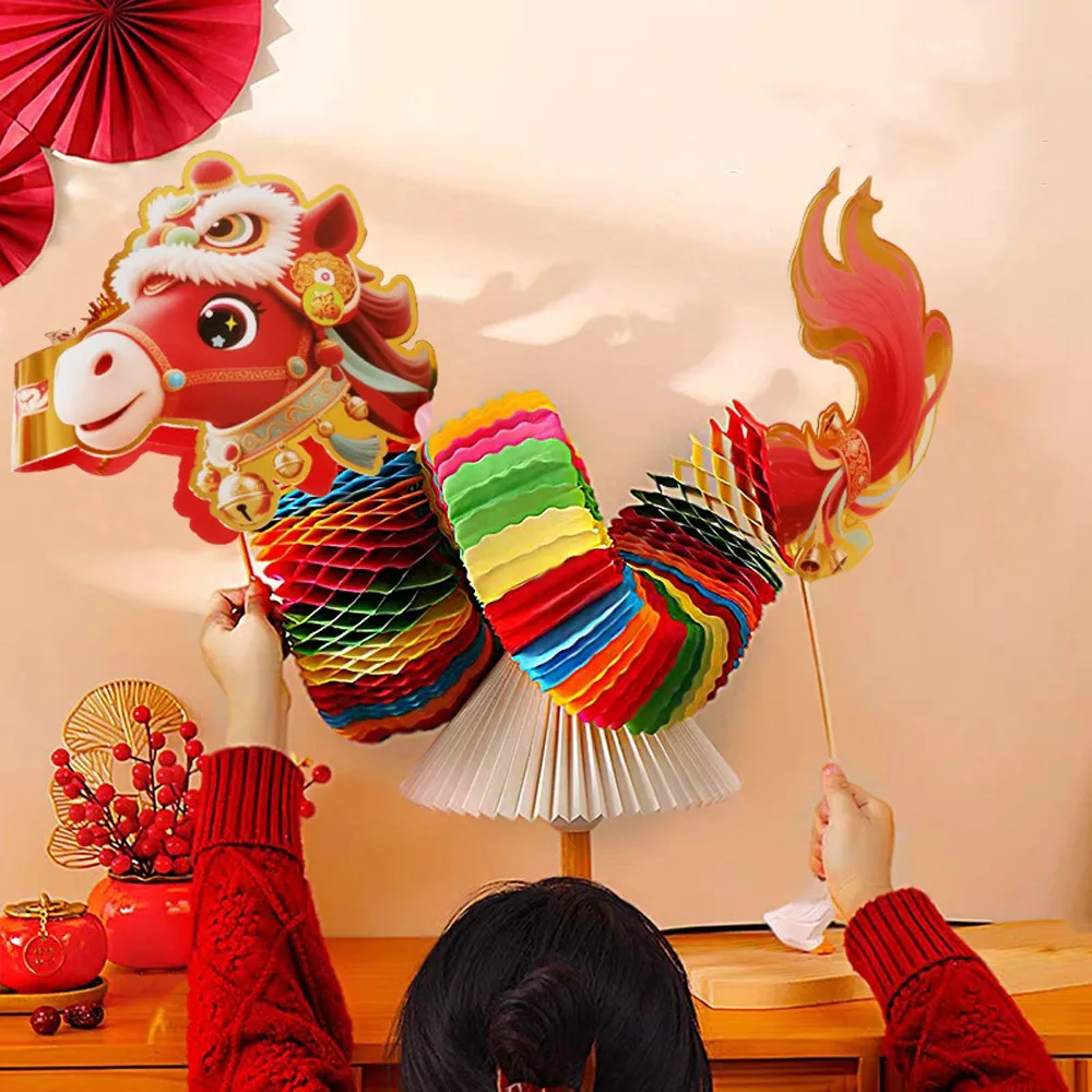 

Children Gift Cartoon Chinese Paper Dance Horse 2026 Horse Year Handmade Dragon Horse 3 D Craft New Year Decoration Wedding