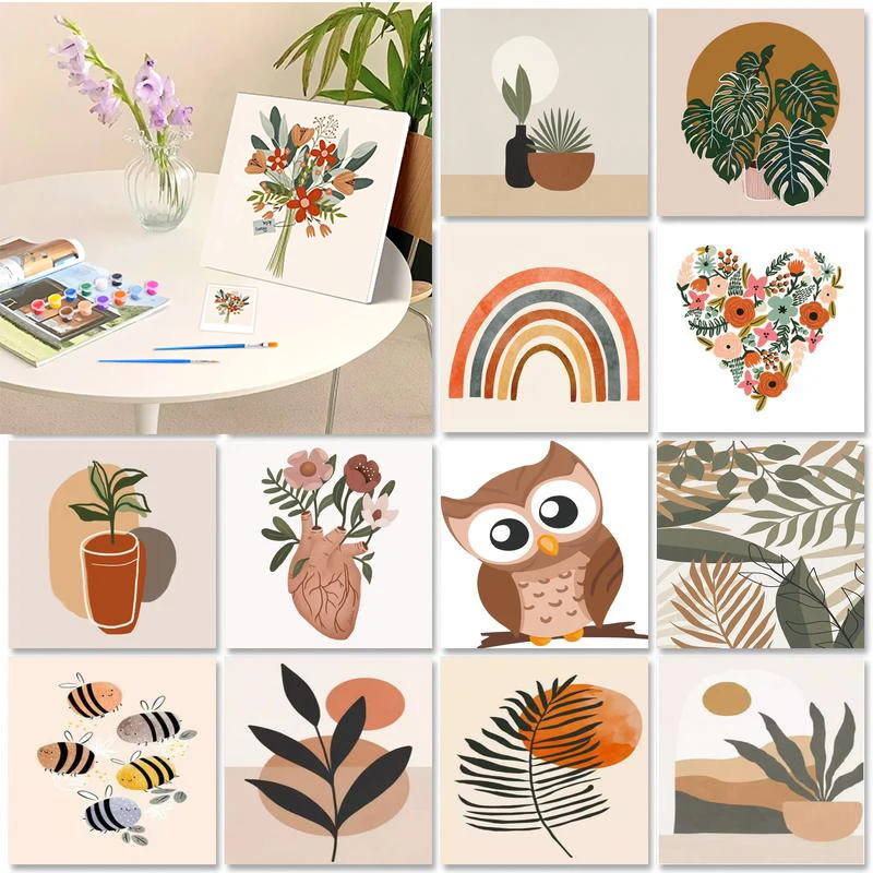 

20x20cm Framed Scenery Paint By Numbers Paint Kit Canvas Painting Animal for Adults Beginners Original gifts Diy Making Kits