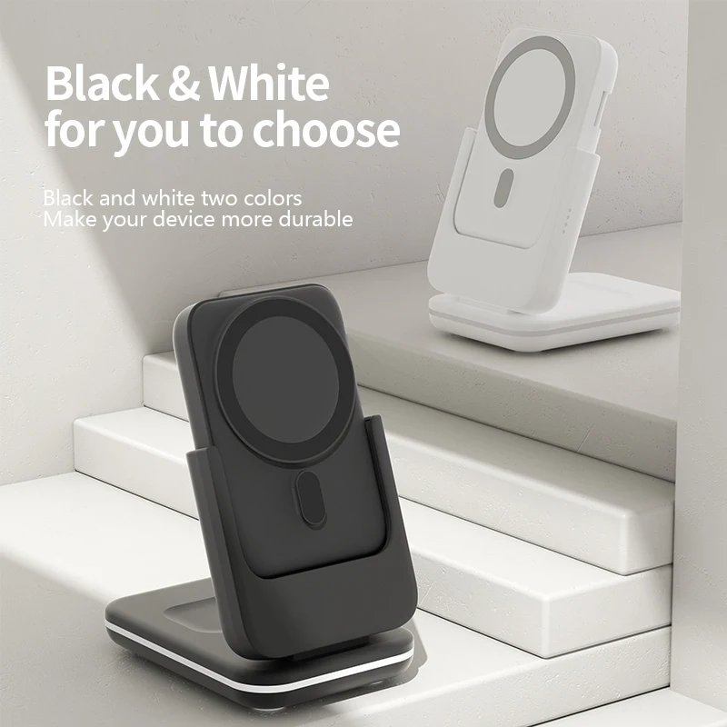 Mag-Safe Charger Magnetic Wireless Charging Station 3 in 1 5000mAh Portable Power Bank for iPhone 16/15/14/13/12 IWatch Series