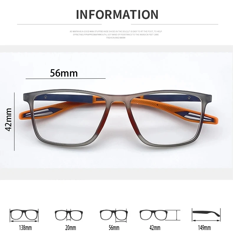 High Quality Blue Light Blocking Reading Glasses Men Sport Prescription Myopia Eyeglasses Frame For Men