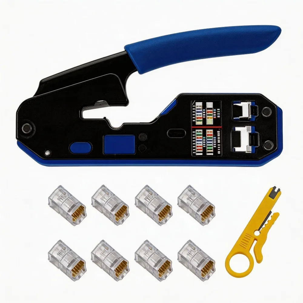 

Инструмент для обжима сетевых кабелей RJ45, клещи для зачистки кабеля, стриппер для разъемов RJ45, Cat6, Cat5E, Cat5, RJ11, RJ12
