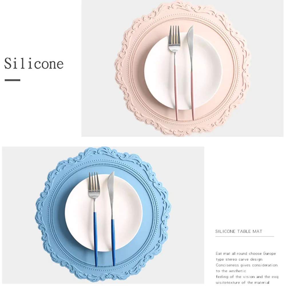 

Silicone Placemat Embossed 3D Embossed Heat Insulation Table Mat Patterned Edge Raised Pot Mat High Quality Table Decor Mat
