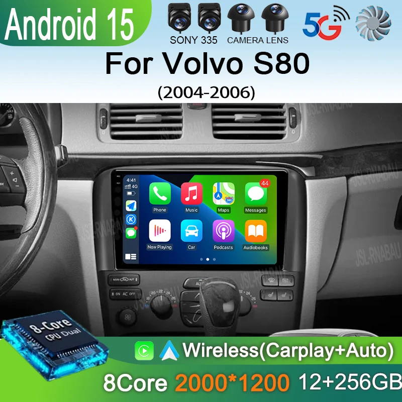 

Car Radio Android 15 Carplay Auto 2K Screen Multimedia Player For Volvo S80 2004 2005 2006 2 din Autoradio Stereo