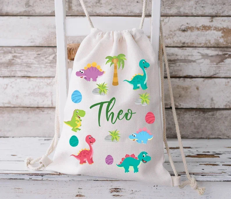 Personalised Drawstring Jungle Theme Kids PE Swimming School Bag1st Birthday Gift Baby Shower Back To School Supplies Decoration