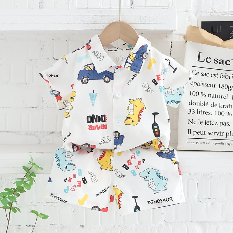 New Summer Baby Boys Clothes Suit Children Fashion Cartoon Shirt Shorts 2Pcs/Sets Toddler Casual Costume Infant Kids Tracksuits