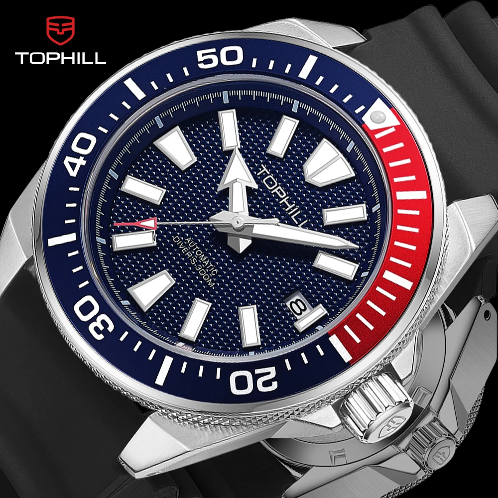 TOPHILL 30Bar Automatic Mechanical Watches Men\'s Diving Watch NH35 316L Waterproof Sapphire Super Luminous Wristwatches TD008G