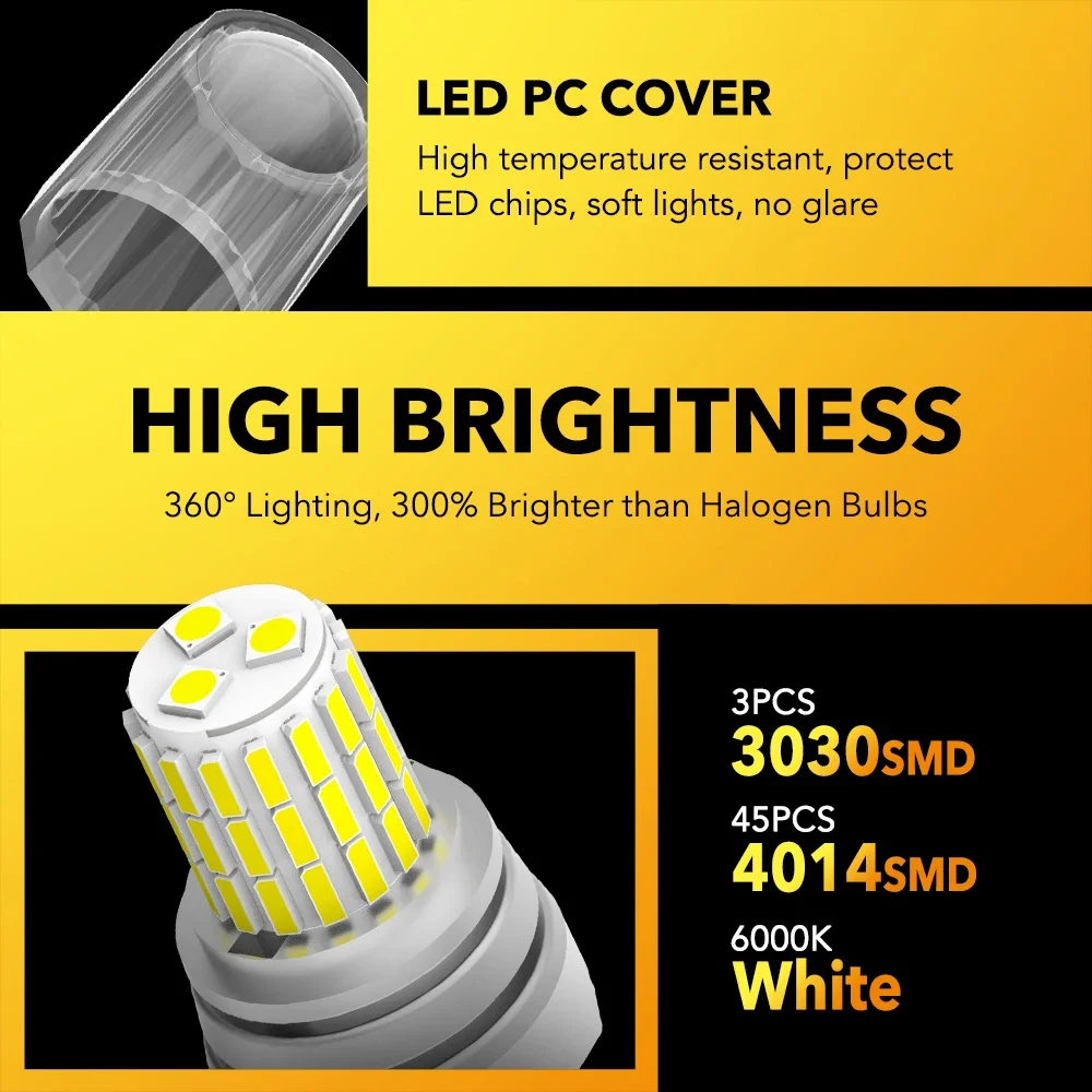 2Pcs T20 W21/5W 7443 LED Bulb Canbus 7440 WY21W W21W LED No Error For Lada Toyota Reverse Parking Lamps Daytime Running Light