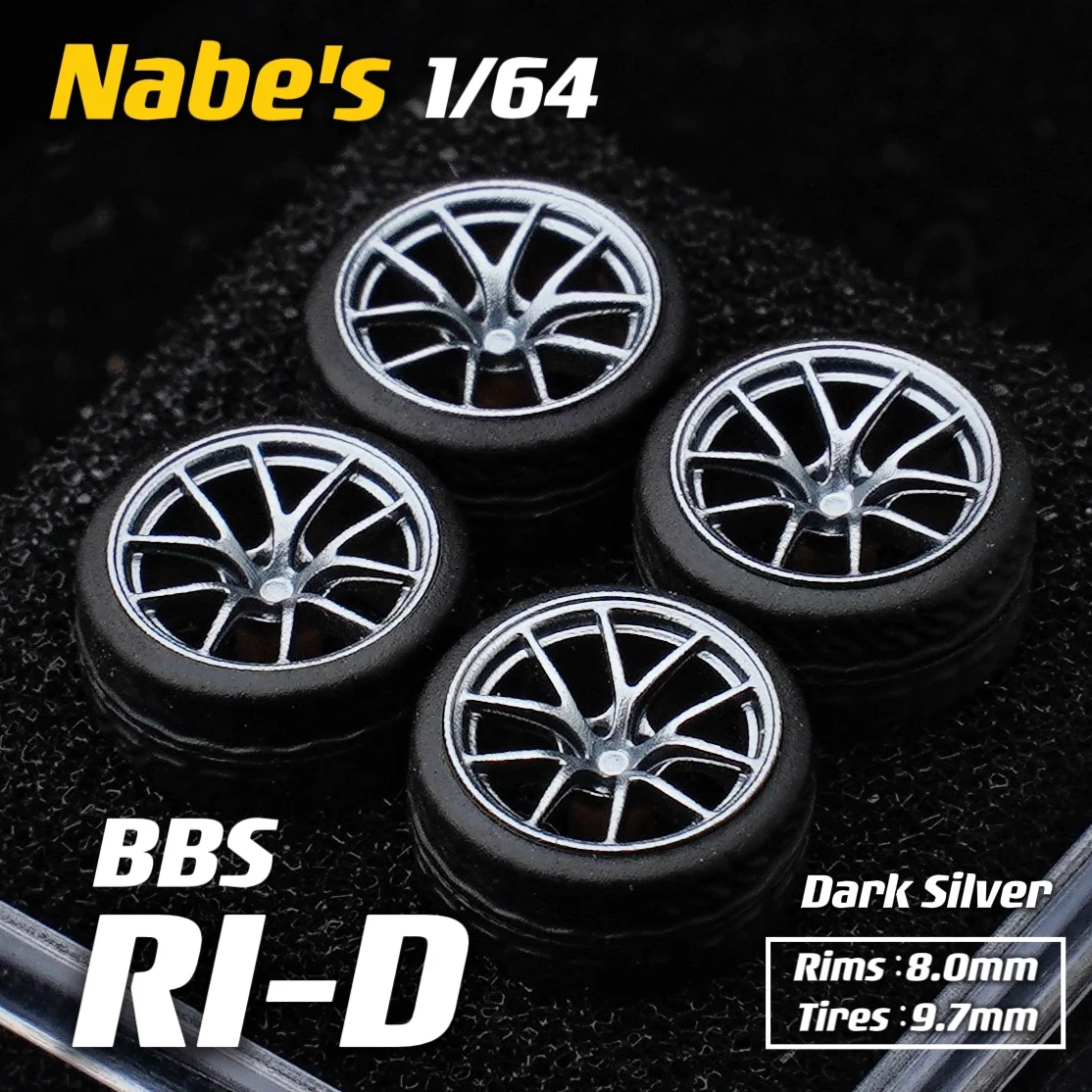 Chika Nabes Wheels BBS RID RIA or Brake 8.9mm 9.7mm 10.5mm 1/64 Modified Tire Wheel Rubber Tires for 1:64 Model Car