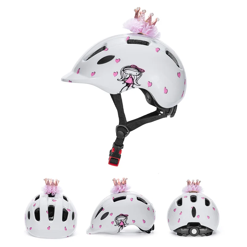 BATFOX Children's bicycle helmet Lightweight Sturdy Princess Crown Cute Kids Girls Bike Helmet Protection Cycling Equipment