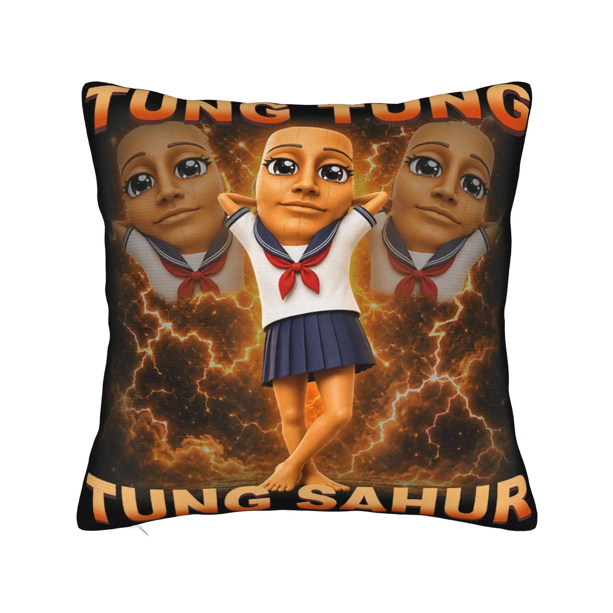 Pillow Case Tung Tung Tung Sahur Chan is Calling Dance Meme Square  Pillow Cover For Living Room Sofa Novelty Pillowcases