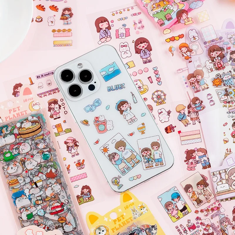 10pcs/package Cartoon Animals Stickers Decorative Scrapbook Diary Background Paper DIY Garbage Magazine Diary Stationery