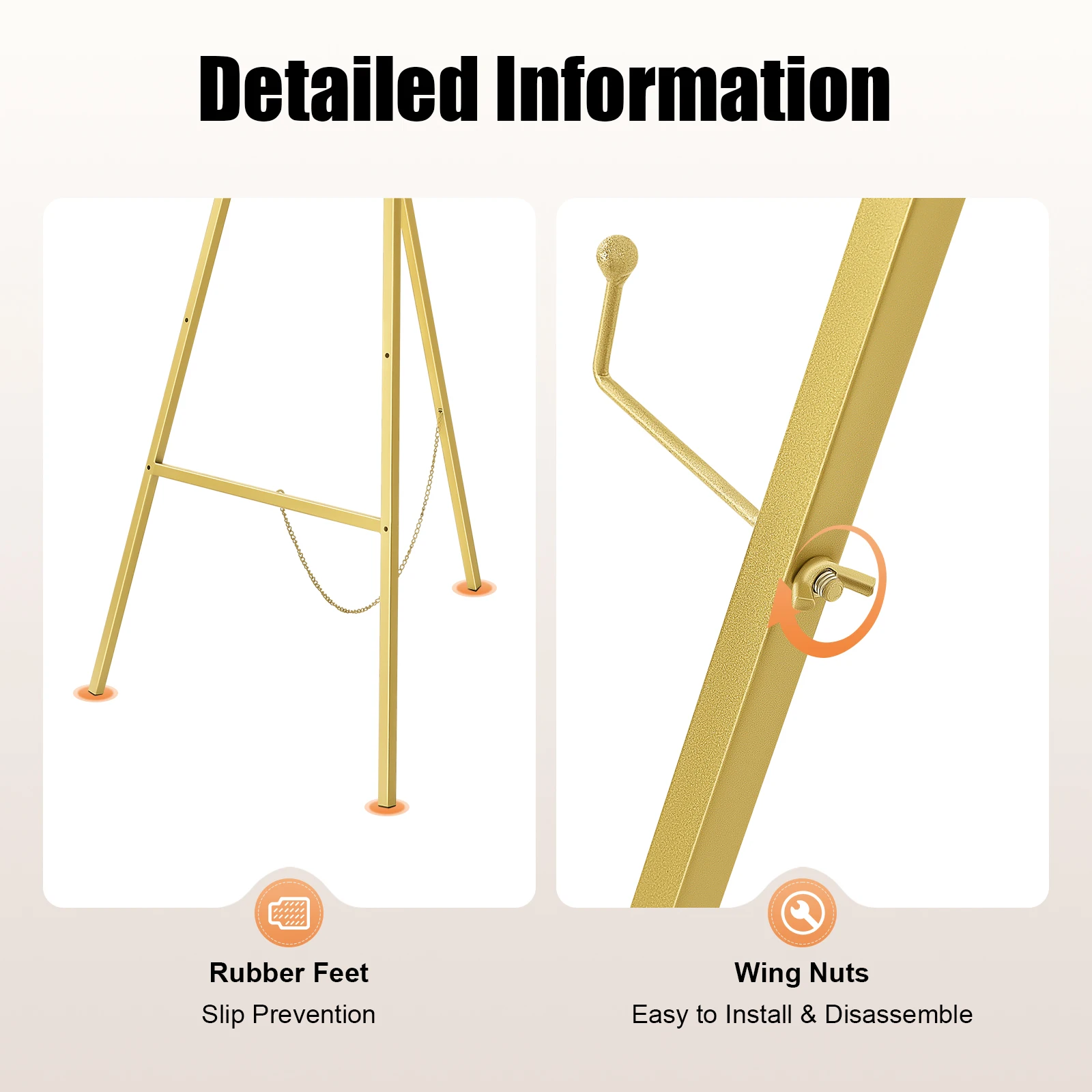 2pcs Gold Wedding Easel Stand Metal Adjustable Height Tripod Poster Board Display Collapse Artist Decorations view 4