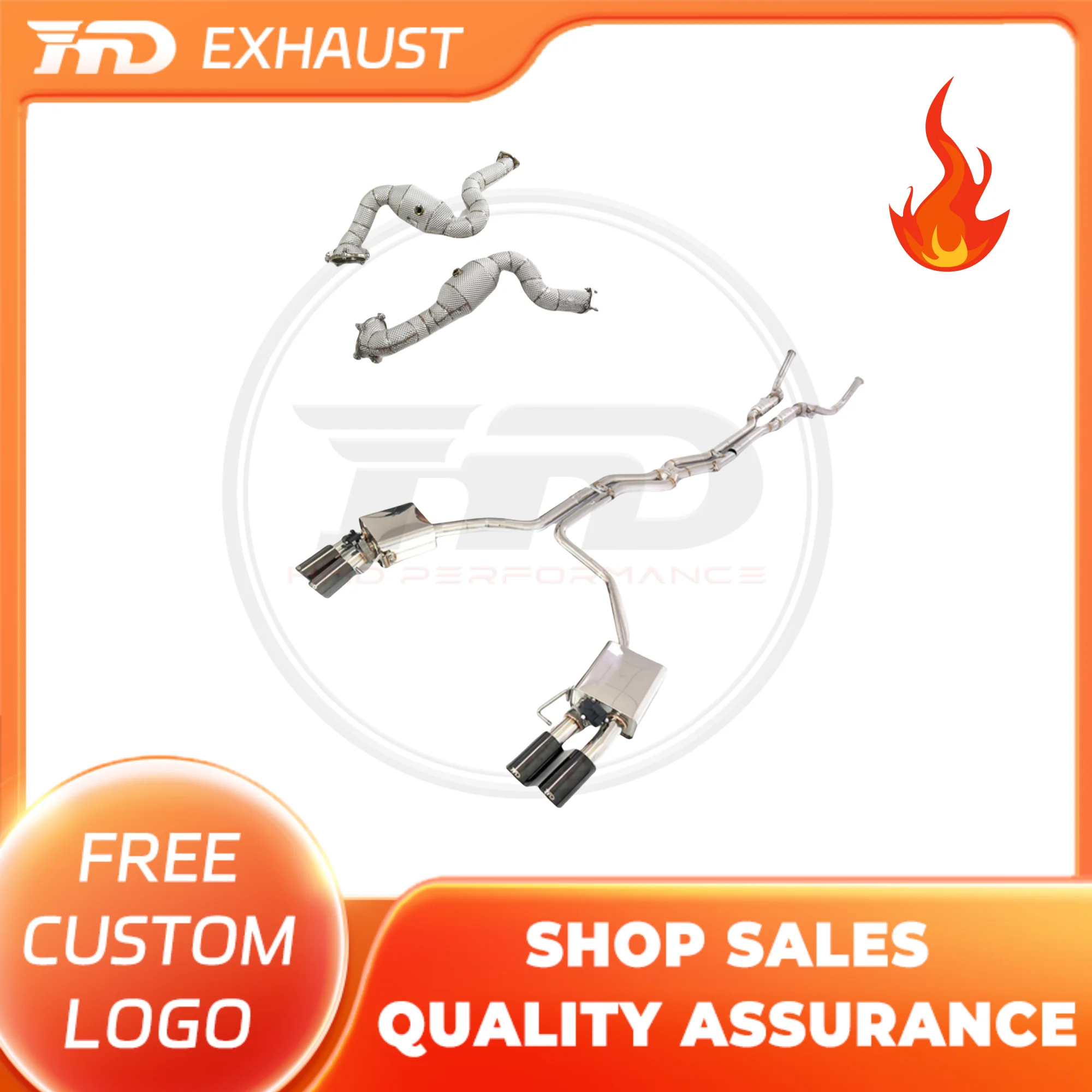 

HMD Hot sale stainless steel performance Full downpipe and catback exhaust for Audi S6 S7 C7 4.0T 2013+ with valve