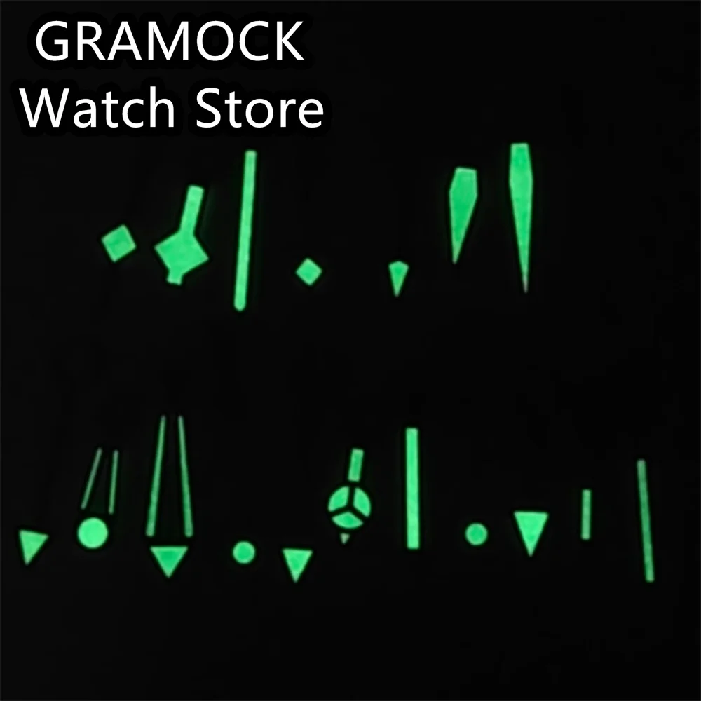 GRAMOCK Watch Hands Vintage Retro Bronze Watch Hands Green Luminous for NH34 Movement GMT Needles