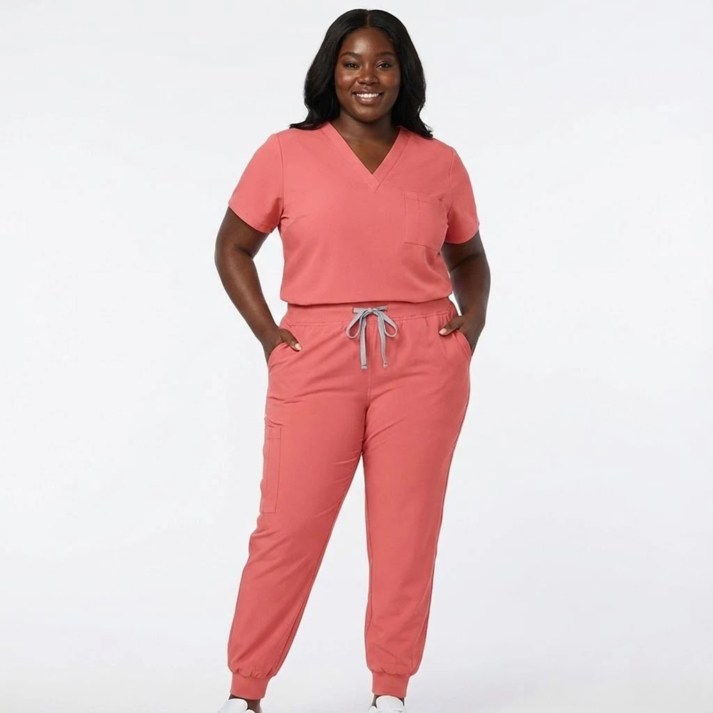 Komplet medyczny Comfort-Fit w rozmiarze plus size - Wytrzymały, nadający się do prania strój medyczny z dekoltem w kształcie litery V dla mężczyzn, kobiet, lekarzy i pielęgniarek