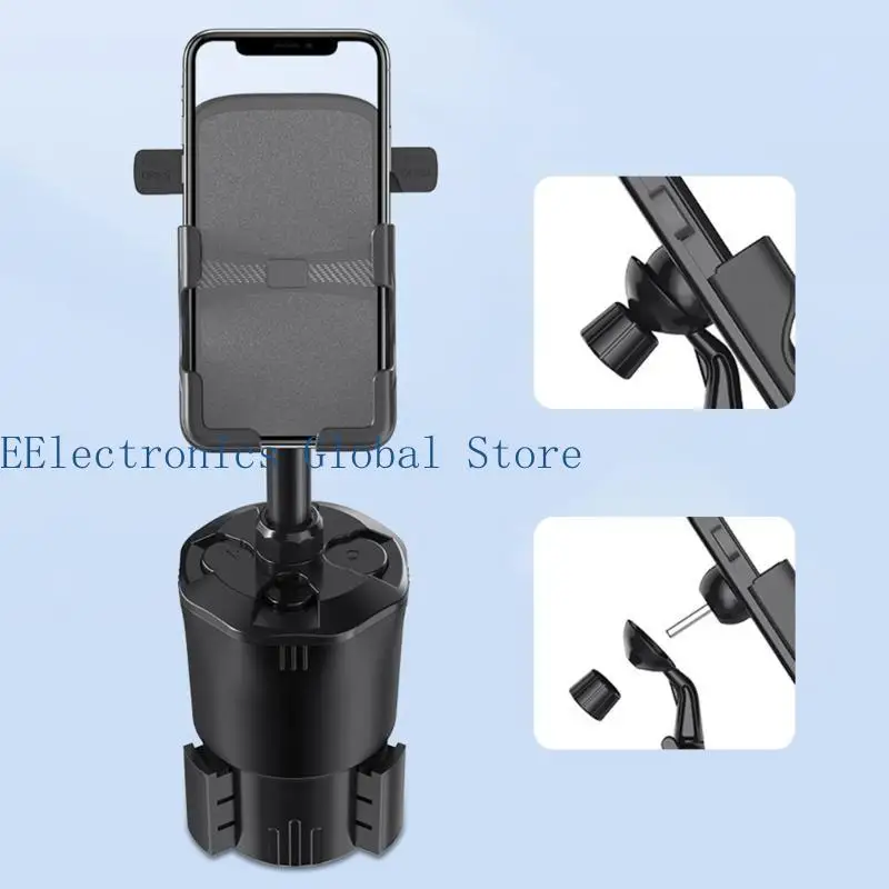 462B 2 in 1 for Car Truck Drinking Bottle Bracket Gooseneck Coffee Water Cup Holder Phone Rack Container with Adjustable Neck