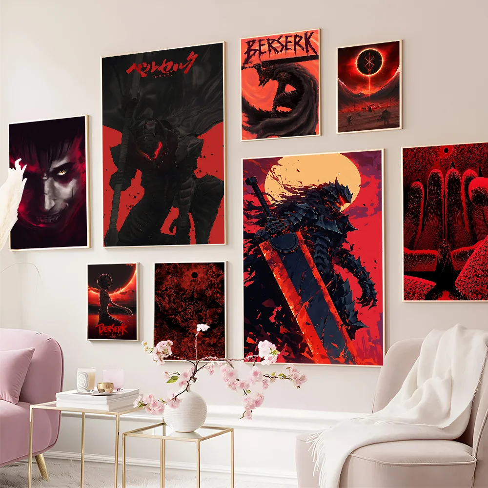 Berserk Japanese Anime Classic Vintage Posters Waterproof Paper Sticker Coffee House Bar Home Decor