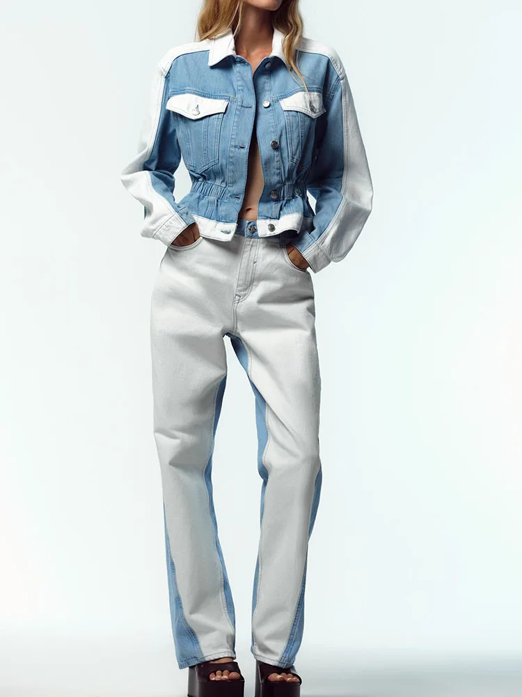 

Новинка 2025, осенняя женская джинсовая верхняя одежда из джинсовой ткани, 66457, 437, джинсовые джинсы 66458, модный этнический сценический костюм