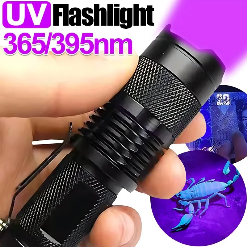 LED UV Flashlight Battery Powered Zoomable Ultraviolet Torch Ultra Violet Flashlights Pet Urine Stain Fluorescent Agent Detector