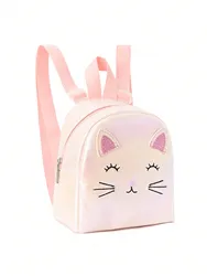 1 Pc Girls Mini Cute Cat Embroidered Backpack For Little Girls Kindergarten Primary School Students Daily Use Holiday Gift