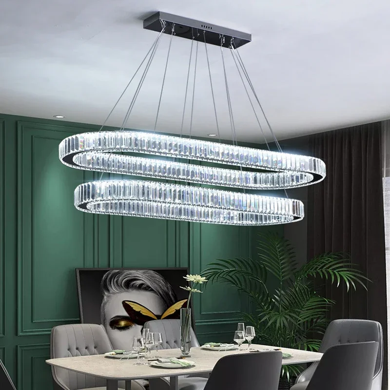 Moderne Luxe Led Kristal Hanglampen Villa Eetkamer Keuken Verlichting Glans Decor Kroonluchters Binnenbarverlichting Armatuur