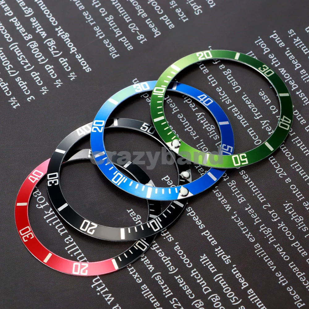 37mm Aluminum Alloy Watch Bezel Ring for Rolex Submariner Water Ghost GMT Diving Watch Case Men Watch Replacement Part Accessory
