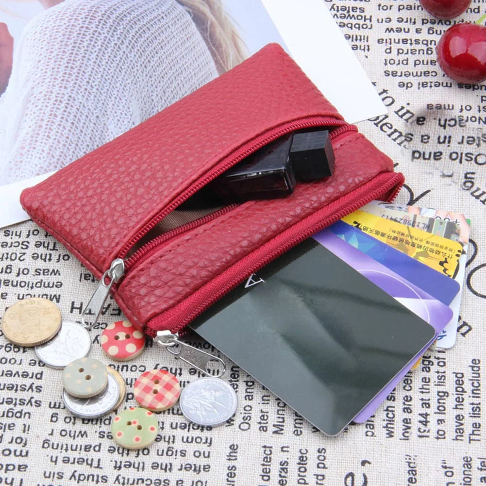New PU Leather Coin Purse Female Wallets Women Zipper Coin Purses Children Storage Card Holder Bags Solid Color Mini Pouch image 4
