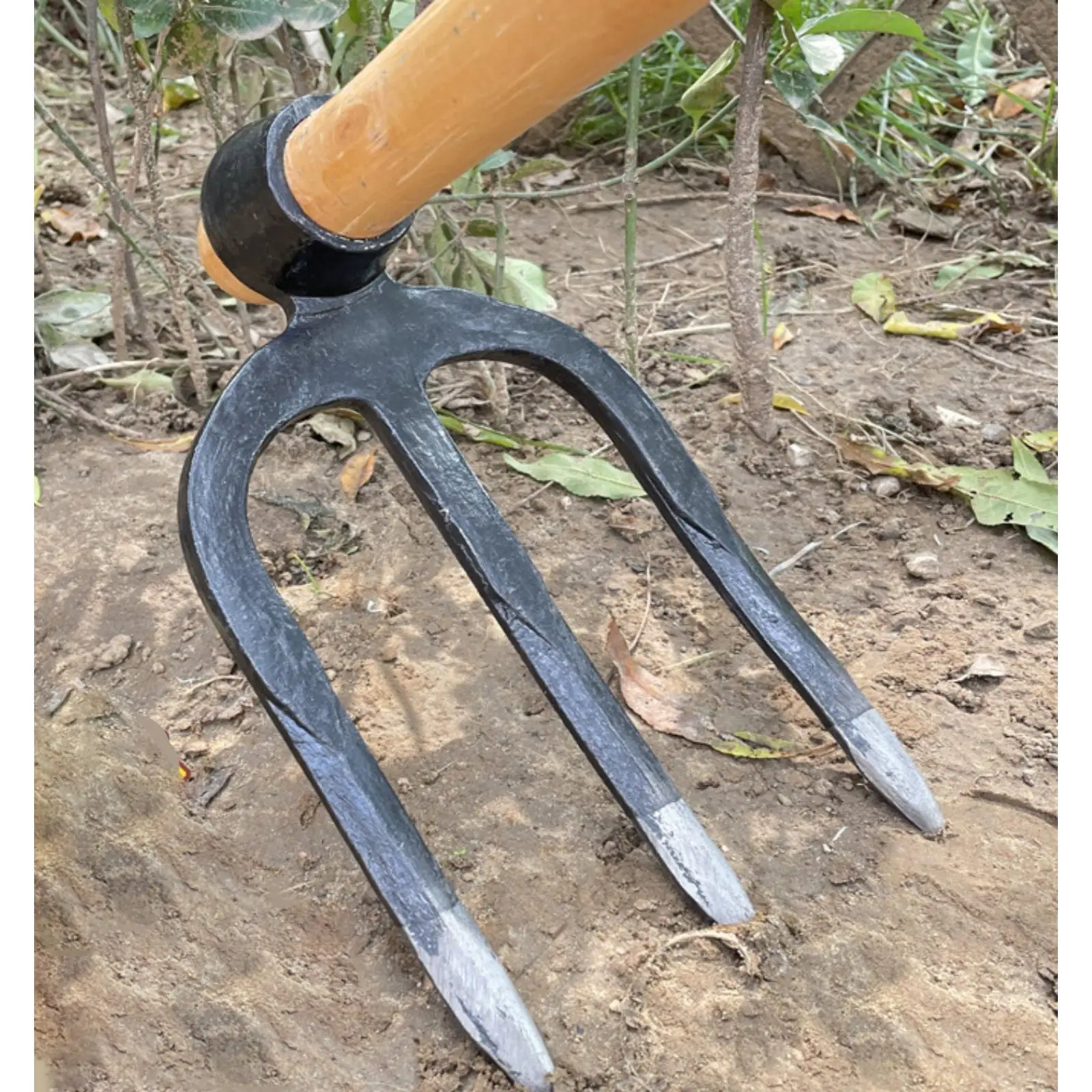 Garden Hoe Fork Head Weed Puller Versatile Heavy Duty Manganese Steel Eye Hand Tool for Loosening Soil Digging Farm Lawn Yard